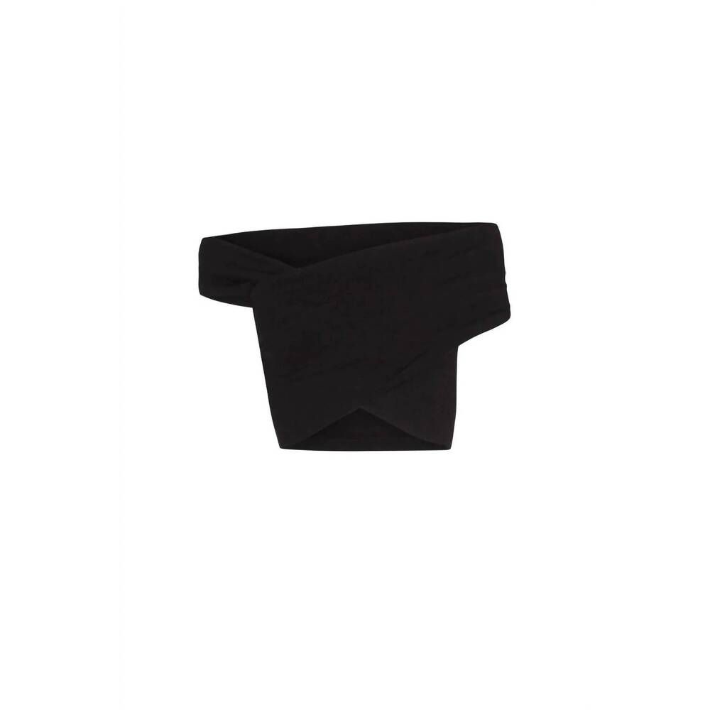 NEW CORTANA women's candy linen crop top in black